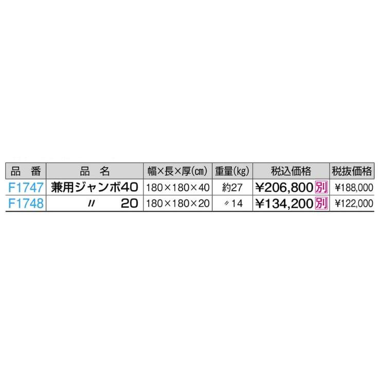 F1747 屋内外兼用ジャンボマット折式 １８０ｘ１８０ｘ４０ 規格：重量（kg）：27の画像