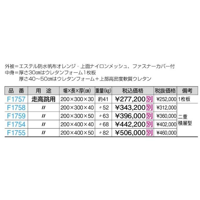 F1754 折りたたみメッシュ付エバーマット（屋外用） ２００ｘ４００ｘ４０ 規格：重量（kg）：68の画像