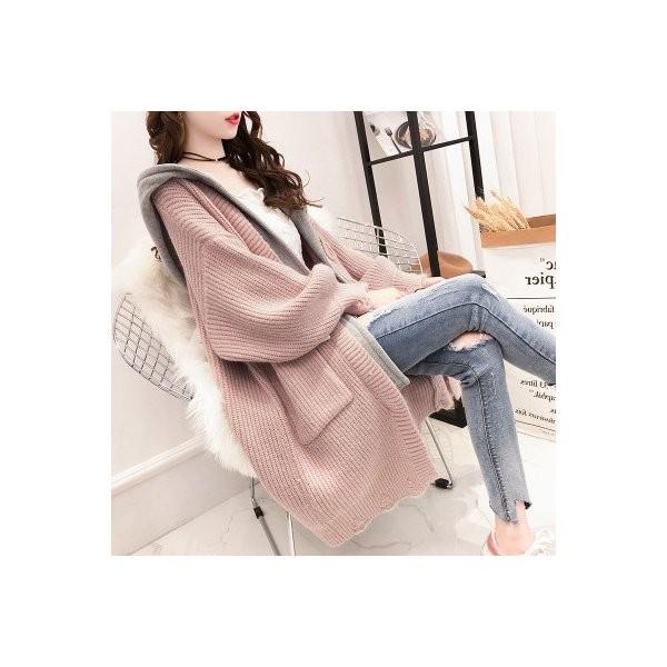 ニットセーター レディース カーディガン 重ね着風 ダッフルコート アウター 長袖 ロング丈 カジュアル 秋冬 フード付き Ec Ecshop 通販 Yahoo ショッピング