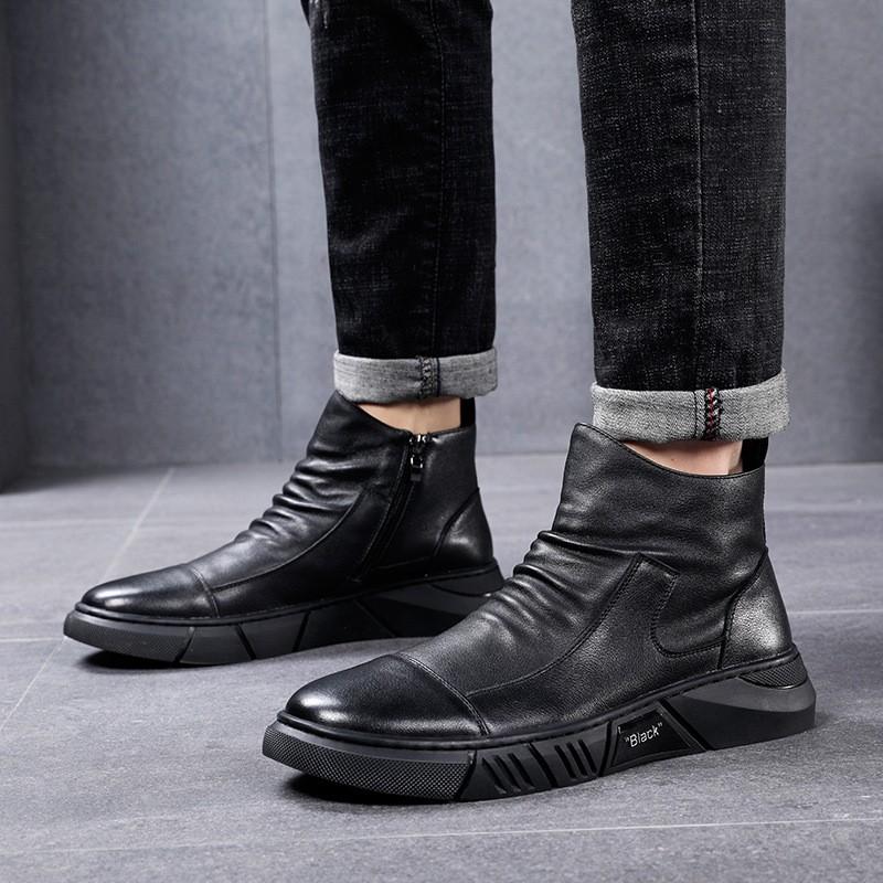スニーカー メンズ レザーシューズ フラット ショートブーツ サイドジップ 光沢 ツヤ 革靴 ビジネス カジュアル 紳士靴 コンフォートシューズ Ec144 Ecshop 通販 Yahoo ショッピング