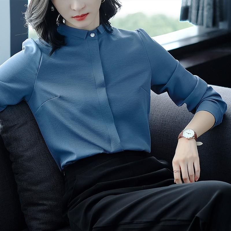 ブラウス レディース ワイシャツ Yシャツ ゆったり 長袖 無地 折り襟 前開き ボタン 薄手 オフィス Ol 通勤 ビジネス スーツインナー Ec Ecshop 通販 Yahoo ショッピング