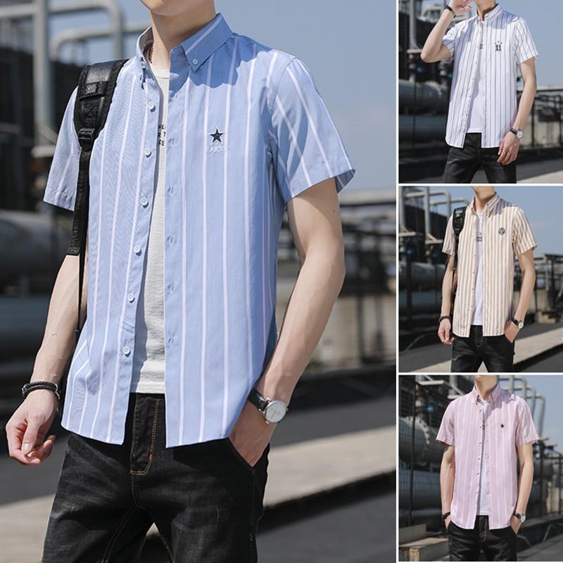 シャツ 半袖シャツ メンズ ボタンダウンシャツ ワイシャツ カジュアルシャツ ストライプシャツ ライトアウター アメカジ カッターシャツ 夏 Ec Ecshop 通販 Yahoo ショッピング