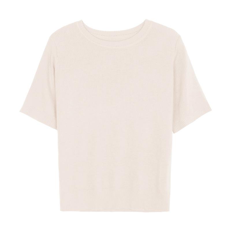 Tシャツ レディース サマーニット ニットtシャツ 半袖tシャツ 無地 ラウンドネック インナーシャツ シンプル 薄手 夏服 重ね着 カジュアル フ Ec Ecshop 通販 Yahoo ショッピング