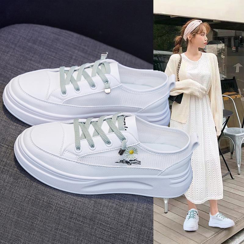 スニーカー レディース レザーシューズ メッシュ 菊 ローカット ホワイト グリーン 歩きやすい カジュアル 靴 スポーツ 運動着 人気 おしゃれ Ec Ecshop 通販 Yahoo ショッピング