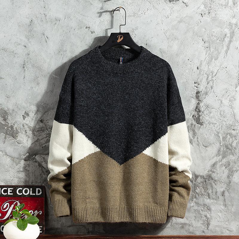セーター メンズ トップス プルオーバー 長袖 配色デザイン 秋 冬 カジュアル ニット 保温 温かい スクール風 インナー 重ね着 Ec Ecshop 通販 Yahoo ショッピング