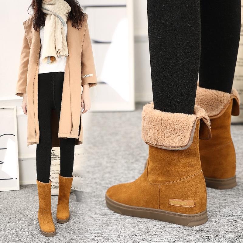 スエード調ブーツ レディース ミディアム丈 裏ボア スノーブーツ シークレット 身長アップ 2way フラットソール ８ファッション 冬新作 Ec Ecshop 通販 Yahoo ショッピング