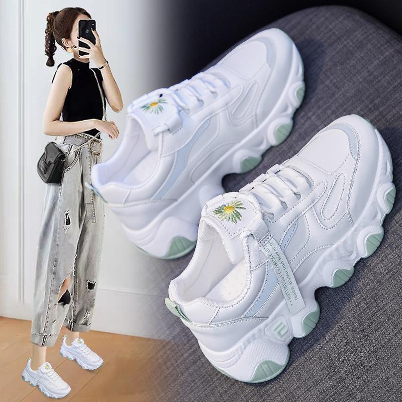 ダッドシューズ スニーカー レディース 厚底スニーカー ダッドスニーカー レザー 通気性 菊 2タイプ 運動靴 アウトドア 身長アップ5ｃｍ Ec Ecshop 通販 Yahoo ショッピング