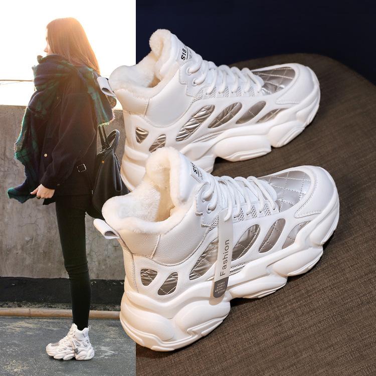 スニーカー レディース ハイカット ダッドスニーカー 厚底 身長アップ5ｃｍ フェイクレザー 防水 裏ボア 黒 秋冬 ファッション Ec Ecshop 通販 Yahoo ショッピング