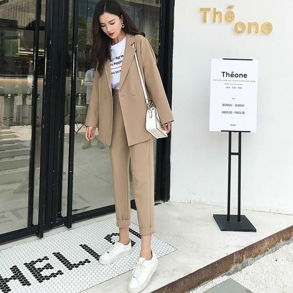 レディーススーツ フォーマル レディース ファッション ジャケット 可愛い ロングパンツ パンツスーツ 女性服 韓国風 スーツ ビジネス OL