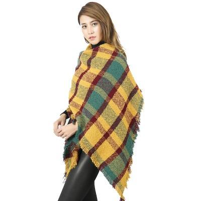 マフラー レディース メンズ ユニセックス ネックウォーマー 大判ストール 厚手 防寒 チェック ギンガム ひざ掛け フリンジ タッセル 秋 冬 在庫有