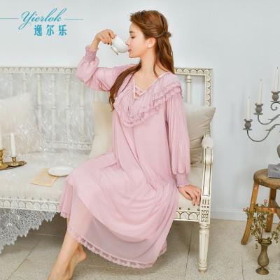 寝巻き レディース パジャマ ワンピース ネグリジェ ナイティドレス スリップ シュミーズ ゆったり レース パフスリーブ Vネック チュール Ec8793 Ecshop 通販 Yahoo ショッピング