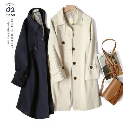 トレンチコート レディース コート ロング丈 春 秋 アウター カジュアル 無地 長袖 シングルブレスト ベージュ ネイビー 通勤 フォーマル Fs7909 Ecshop 通販 Yahoo ショッピング