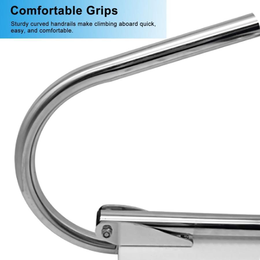 ボート用 船 梯子 2/3ステップ 折りたたみ可能 プールラダー、 鋼 船内ボートラダー、 ペダルと スイムプラットフォーム 手すりはしご、 マリンボートヨット用 ( ボート用 梯子 2/3ステップ 折りたたみ可能 プールラダー 船内ボートラダー ペダルと スイムプラットフォーム 手すりはしご マリンボートヨット用