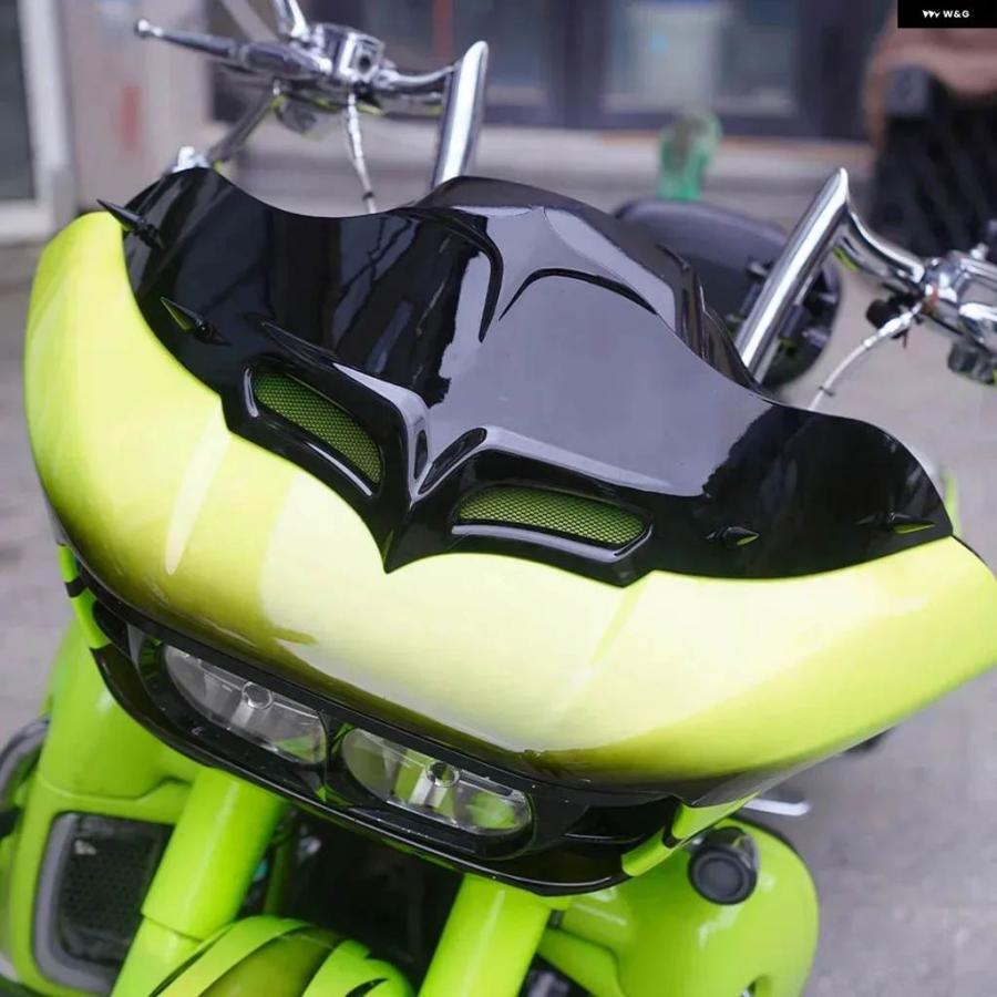 並行輸入品 バイク ブラック アッパー ウインドスクリーン ウインドデフレクター フェアリング カバー ウインドシールド ハーレ_2