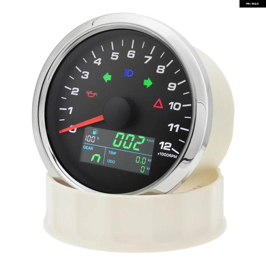 並行輸入品 85MM カーゲージ 12000RPM タコメーター GPS スピード メーター 燃料レベル 電圧計 ギア 299KMH MPH スピード メータ_4