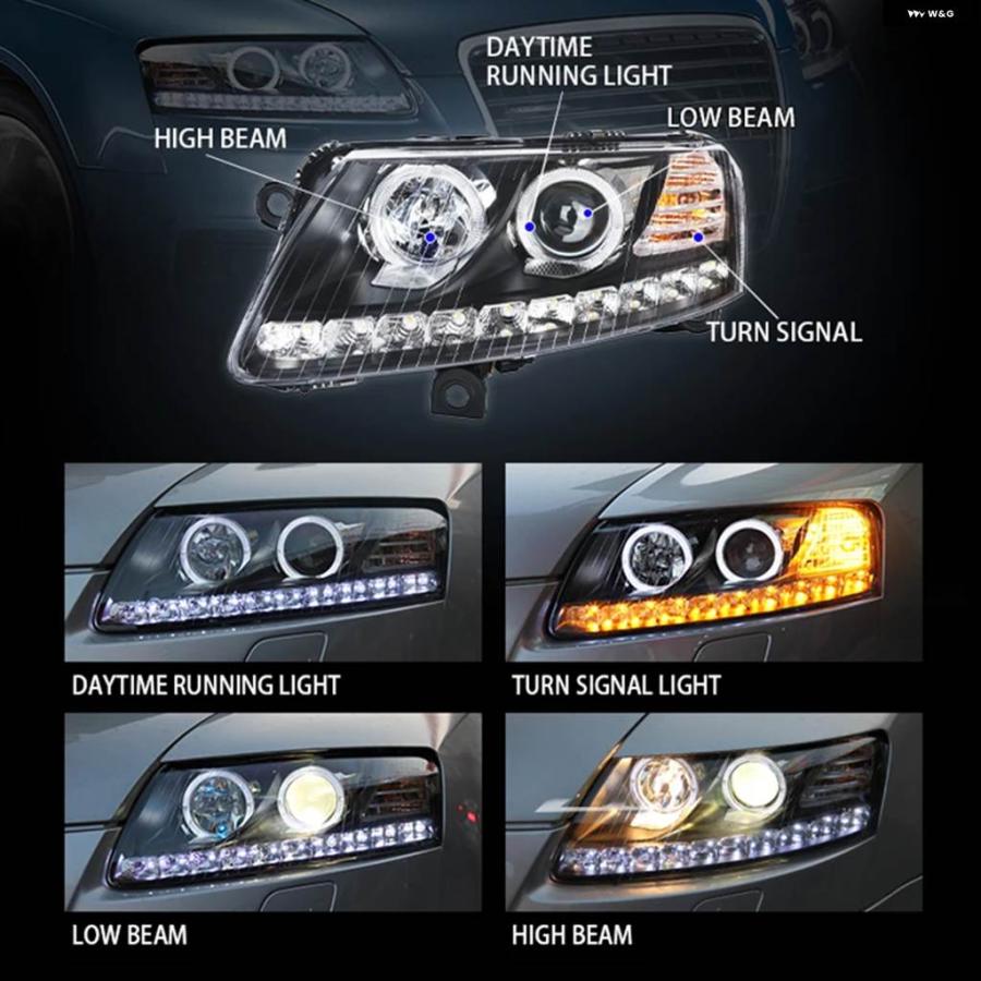 並行輸入品 アウディ A6 S6 ヘッドランプ 2005-2010 用 EAGLE EYE ヘッドライト アウディ A6L C6 用 LED カーライト ヘッドライ