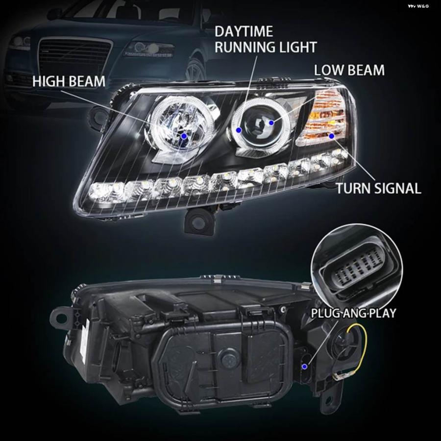 並行輸入品 アウディ A6 S6 ヘッドランプ 2005-2010 用 EAGLE EYE ヘッドライト アウディ A6L C6 用 LED カーライト ヘッドライ