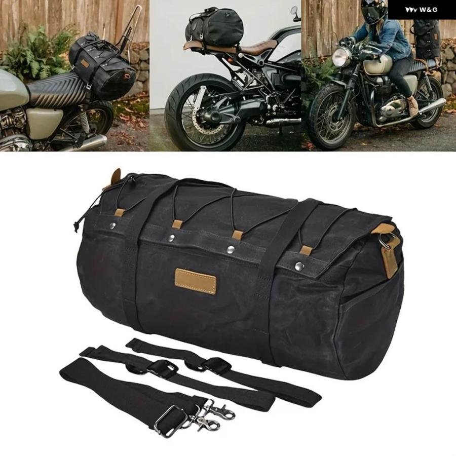 並行輸入品 防水 汎用 トラベルバッグクロスボディハンドバッグトートキャンバスリアテールバッグヴィンテージ バイク リア_2