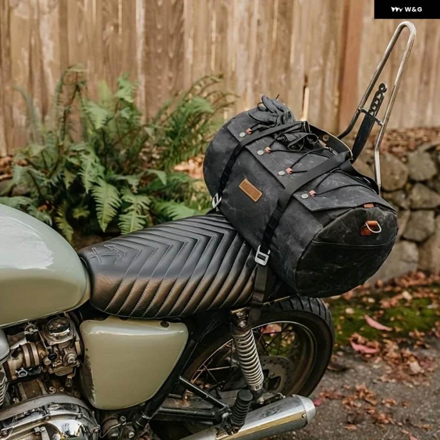 並行輸入品 防水 汎用 トラベルバッグクロスボディハンドバッグトートキャンバスリアテールバッグヴィンテージ バイク リア_4