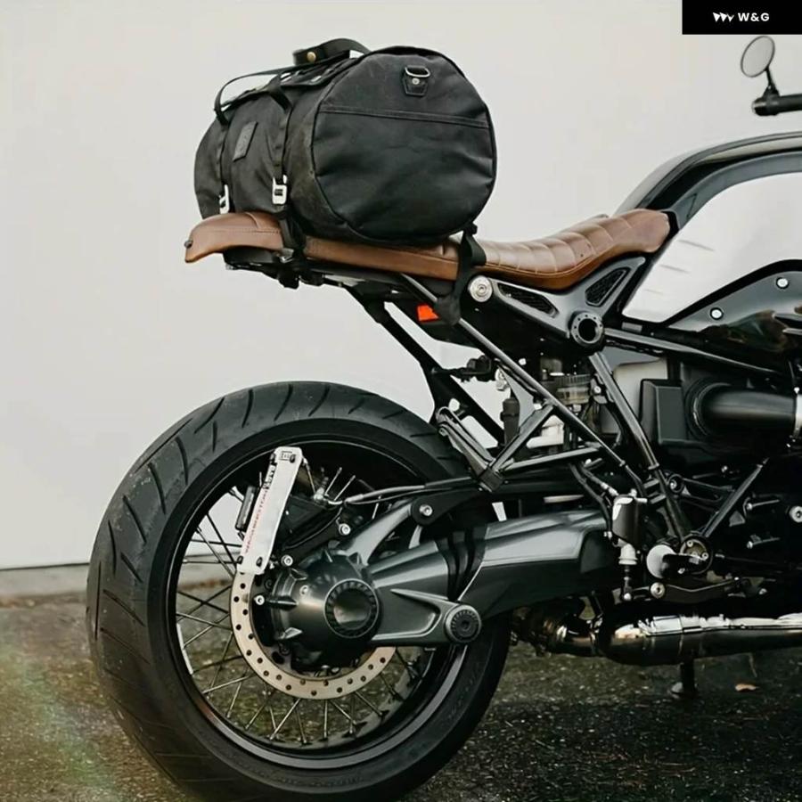 並行輸入品 防水 汎用 トラベルバッグクロスボディハンドバッグトートキャンバスリアテールバッグヴィンテージ バイク リア_5