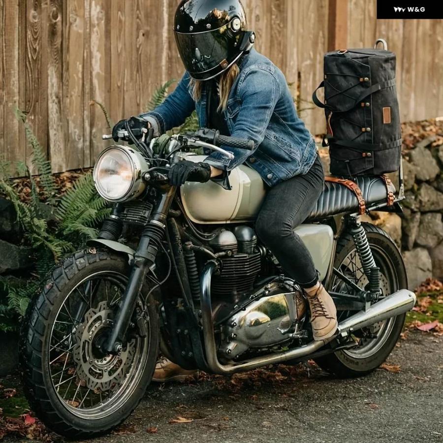 並行輸入品 防水 汎用 トラベルバッグクロスボディハンドバッグトートキャンバスリアテールバッグヴィンテージ バイク リア_6