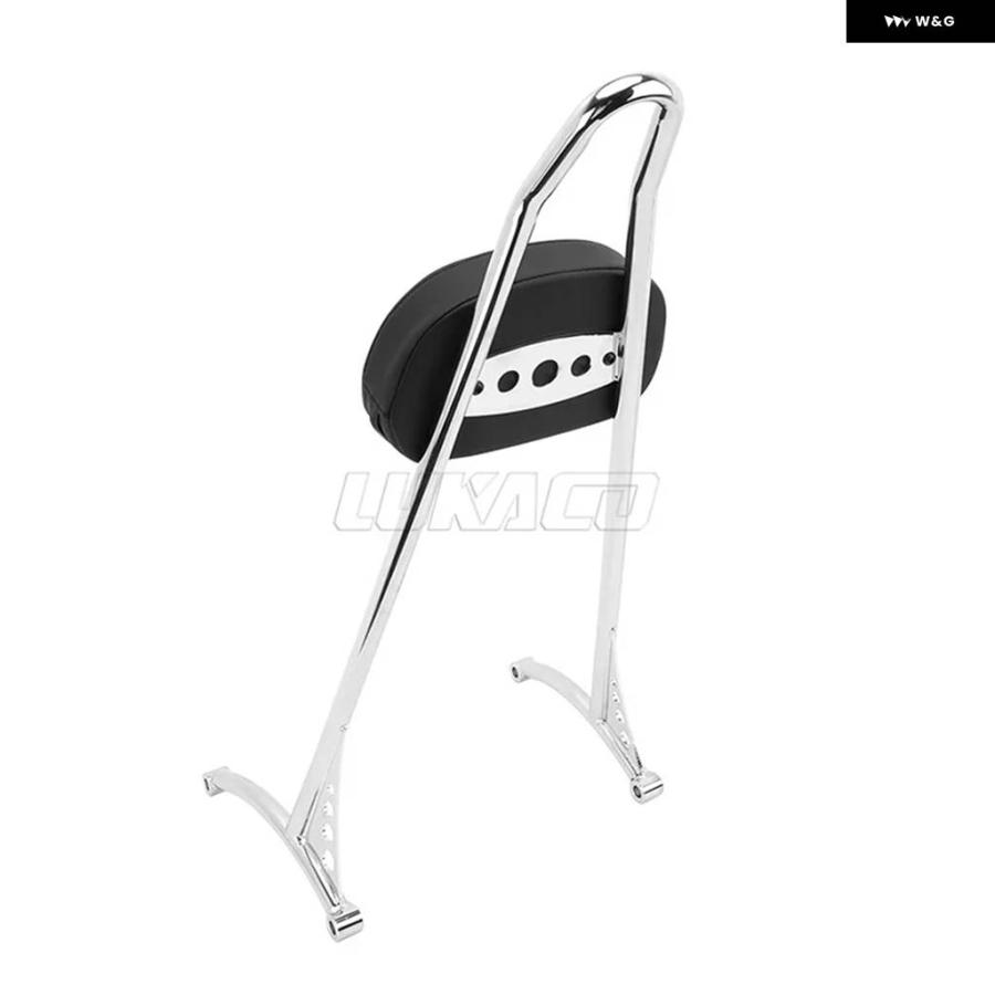 並行輸入品 クローム オートバイ グロスブラック ポリッシュ シーシーバー バックレスト パッド 付き ハーレー スポー_6