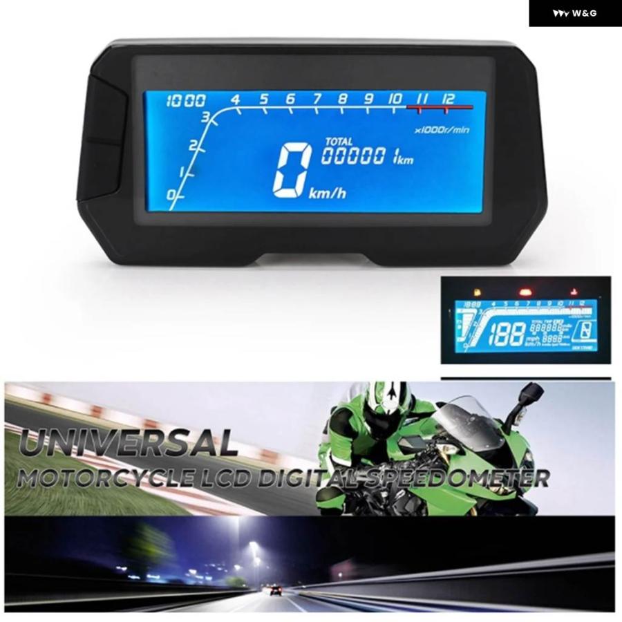 並行輸入品LED 12000RPM 6速 オートバイ LCD デジタルスピード メーター バックライト オドメーター 2 4気筒メーターワイヤーなし_5