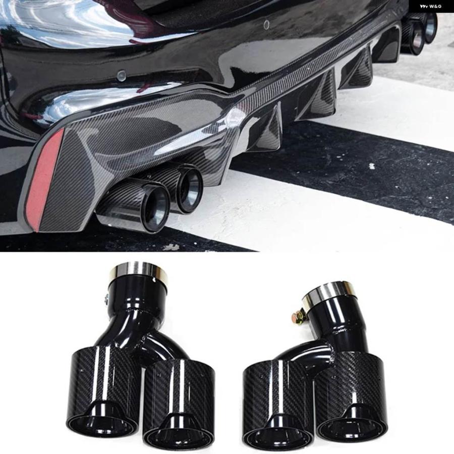 並行輸入品 クアッドエキゾーストチップ サテンレス マフラーチップ Hシェイプ テール パイプ BMW G30 G31 525I 528I 530I 2018+_11