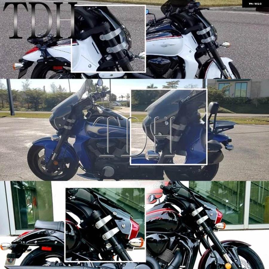 並行輸入品オートバイ ツーリングウインドシールド 4個クランプ スズキ ブルバード M109R M50 M90 VZR1800 C1800 M1800R ウインドスクリーン マウント_6