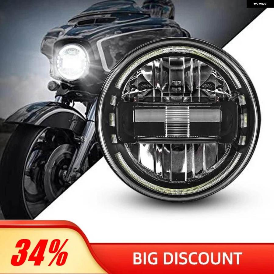 並行輸入品 ブラック/クローム 7インチ LED ヘッドライト ハーレー