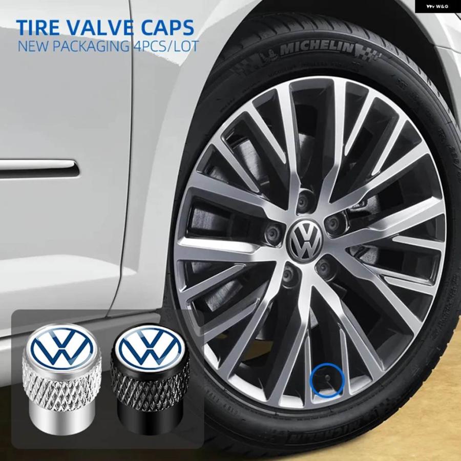 並行輸入品 4個 3D ホイール タイヤ バルブ エアステムキャップ ダストカバー フォルクスワーゲン トゥーラン ゴルフ VW パサー | ブランド登録なし | 07
