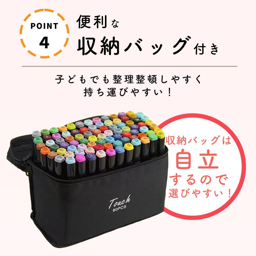 マーカーペン 80色セット POPイラスト アルコール 蛍光 サインペン ツインマーカー 太字 細字 イラスト 誕生日 プレゼント | ブランド登録なし | 05