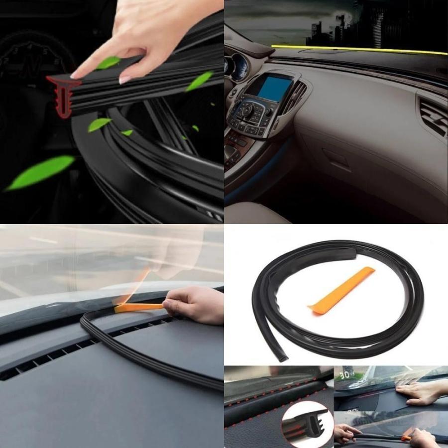 車のフロントガラス ビビリ音対策モール シーリングモール 音低減 振動対策 内装品 カスタム 160cm 1.6M 簡単取り付け 押し込むだけ | ブランド登録なし | 03