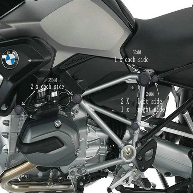 BMW r1200rs 2015-on r1200gs gsa 2014-on r1250gs gsaバイクフレームホールカバーキャップ用カスタムれた装飾フレームキャップセット｜ectmmstore｜06