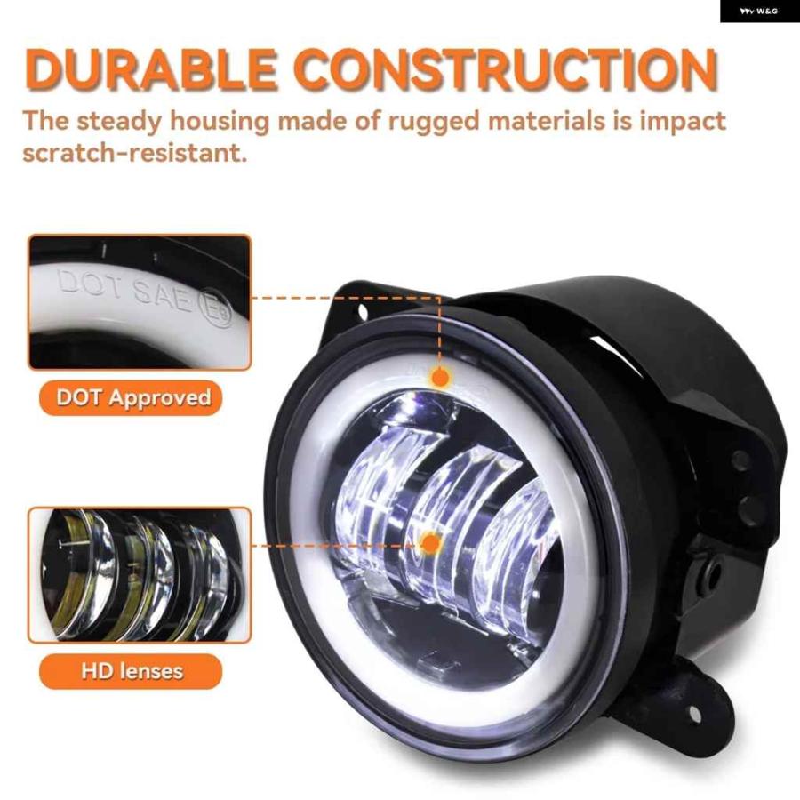 並行輸入品 フォグランプ 30W 4インチ ホワイト DRL ラウンド LED レンズ 付き プロジェクター 4インチ フォグランプ オフロード ダッジ クライスラーの画像