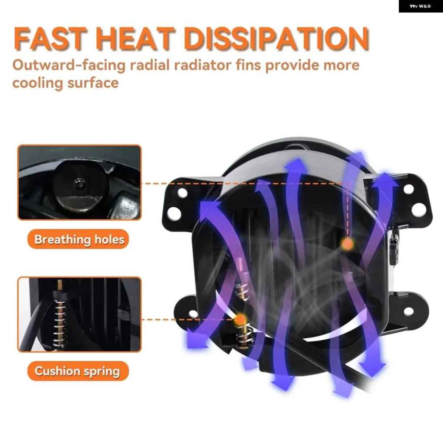 並行輸入品 フォグランプ 30W 4インチ ホワイト DRL ラウンド LED レンズ 付き プロジェクター 4インチ フォグランプ オフロード ダッジ クライスラーの画像