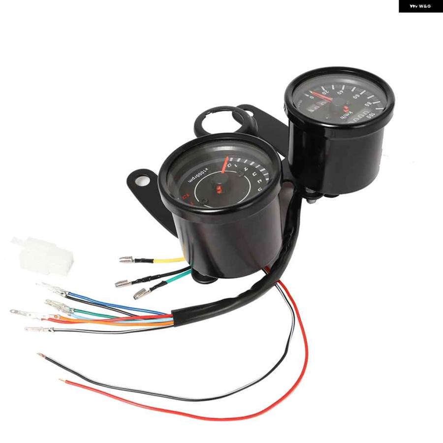並行輸入品 12V ブラック オドメーター タコメーター スピード メーター ゲージ 汎用 オドメーター LED スピード メーター ホンダ カフェレーサーの画像