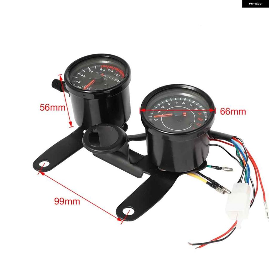 並行輸入品 12V ブラック オドメーター タコメーター スピード メーター ゲージ 汎用 オドメーター LED スピード メーター ホンダ カフェレーサーの画像