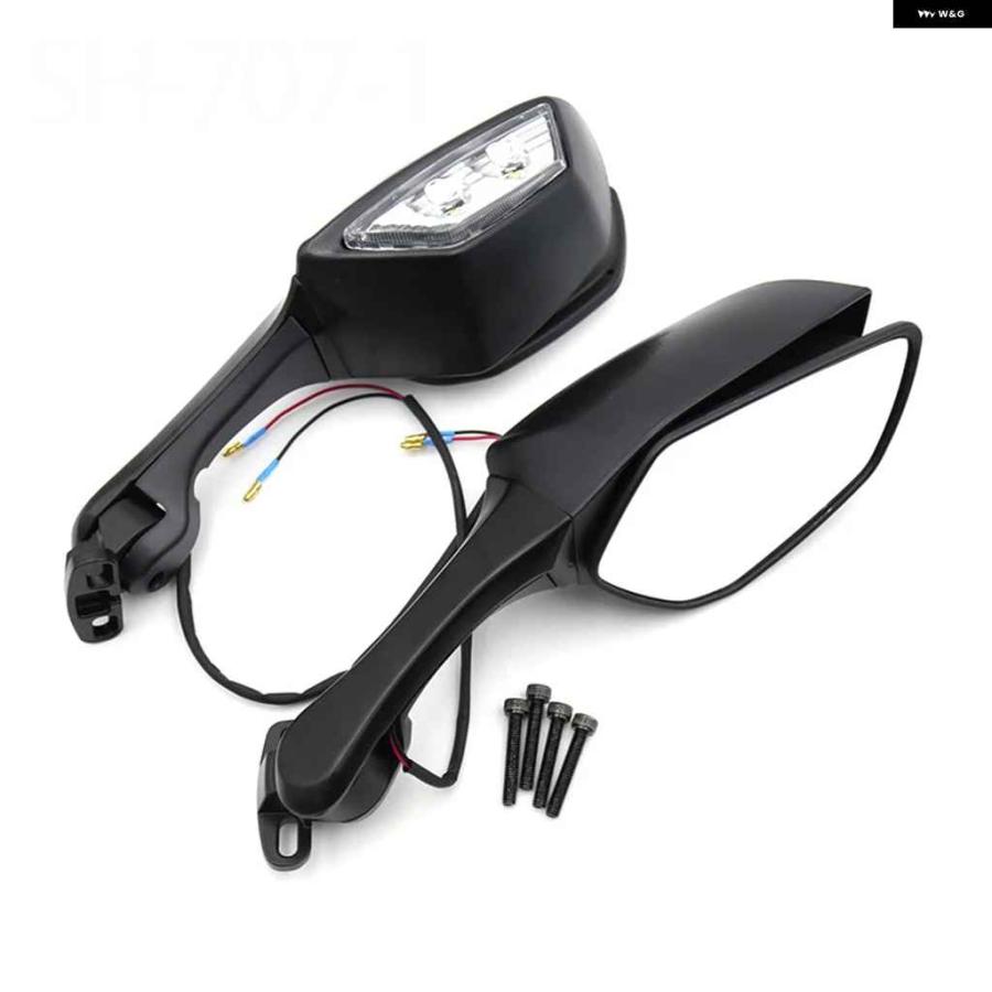 並行輸入品 LED ウィンカーライト 付き バックミラー サイドミラー ヤマハ R3 R6 R25 ホンダ R 300R 500R 600RRの画像
