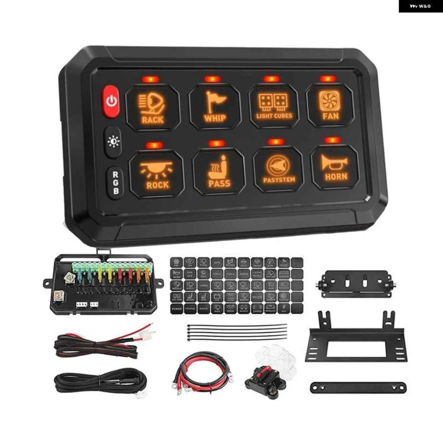 並行輸入品 8ギャング 汎用 LEDスイッチ パネル アプリ コントロール RGBカラー明るさ多機能車 トラック オフロードRV