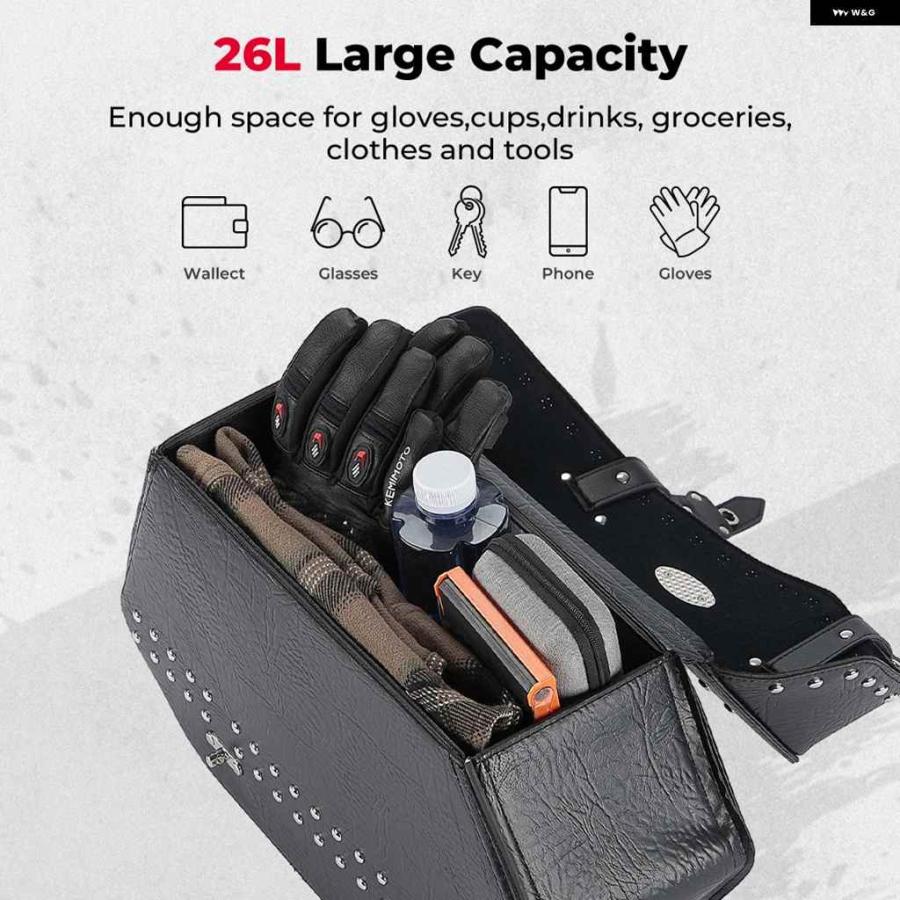 並行輸入品 オートバイ バイク サドルバッグ PUレザー クイックリリース ブラケット 付き 26L ツーリング用 キャリア バッグ サドルバッグ ソフテイル ダ