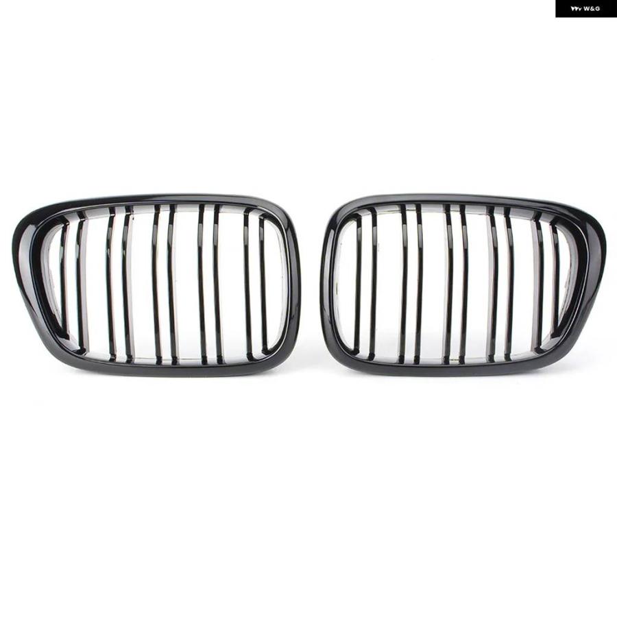 並行輸入品車用フロント グリル ダブルライン グリル 1ペア BMW 5シリーズ E39 1995 - 99 200 2001 - 04 グロスブラックの画像