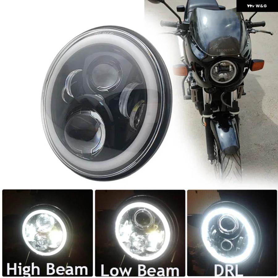 並行輸入品ホンダ ヘッドライト 7インチ LED バイク ヘッドランプ DRL HALO 72W ラウンドLED ホンダ CB 400 CB 1300 ホンダ ホーネット_9