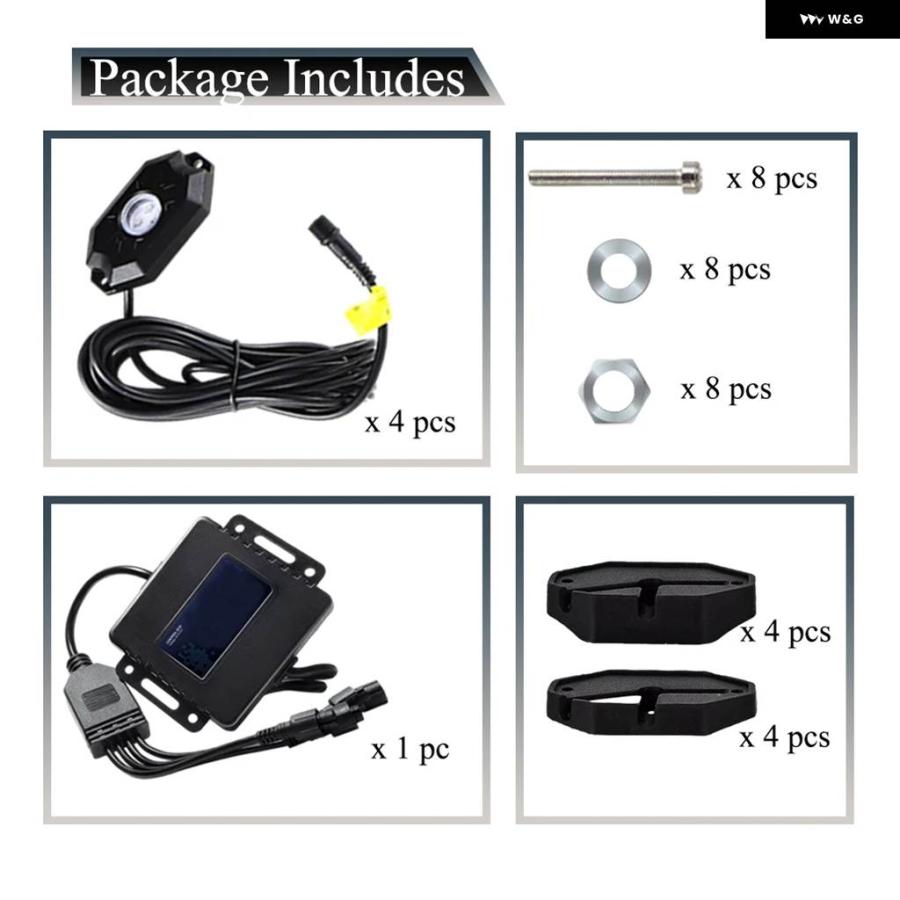 並行輸入品4/6個セット 12V RGB LED ロックライト ムードライト 車ホイールランプ アクセサリー 車 トラック オートバイ ATV_4