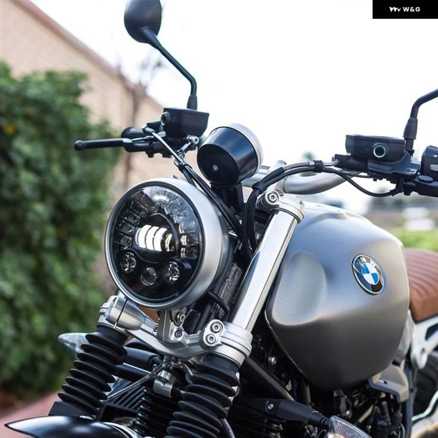 並行輸入品 7インチ アダプティブ ラウンド オートバイ LED プロジェクター ヘッドライト ハイロービーム ハーレー BMW R NINET R9T 防水 LED_6