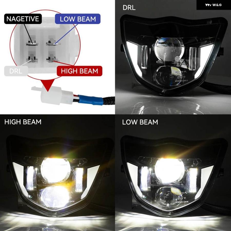 並行輸入品 LED バイク ヘッドライト アセンブリ E-MARK ヤマハ WR 250F/400F/426F/450F TTR110E XTZ 150 125 YZ 250F/X 65 85の画像