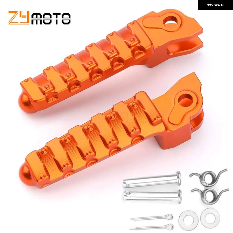 並行輸入品 KTM DUKE DUKE 125 200 250 390 DUKE390 バイク アクセサリー フロント フットペグ フットレスト ペダル ブラック オレンジの画像