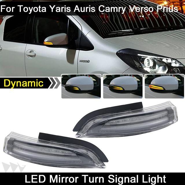 ダイナミックアンバーledサイドミラーライト ウィンカーライト トヨタヤリス オーリス カムリ カローラ プリウス c バーソ用