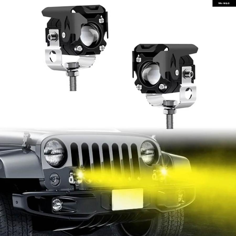 並行輸入品2個 80W 9-30V 白色光+黄色作業灯スポットライト オートバイ バイク SUV ATV 車 トラック ピックアップに_4