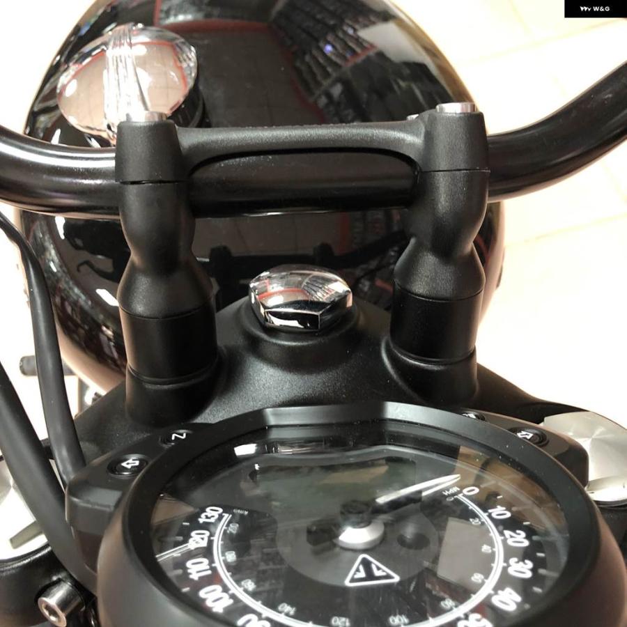 並行輸入品バイク ハンドルバー クランプ スペーサー ハンドルバー リフト LC 25MM トライアンフ BONNEVILLE T100 T120 ブラック 2016-2019_3